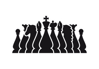 Silhouettes of chess pieces. Editable vector silhouettes standard chess pieces