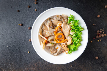 oyster mushrooms salad pickled mushrooms, carrots, Korean marinade healthy meal diet snack on the...