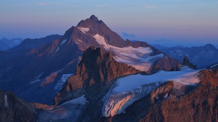 Alpine glow seen from Mount Titlis, Switzerland.