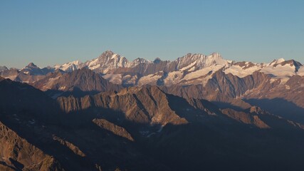 High mountains in the Bernese Oberland at sunrise.
