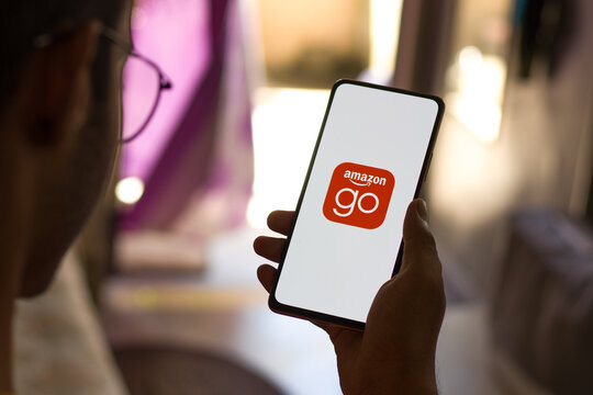 West Bangal, India - December 05, 2021 : Amazon Go logo on phone screen stock image.