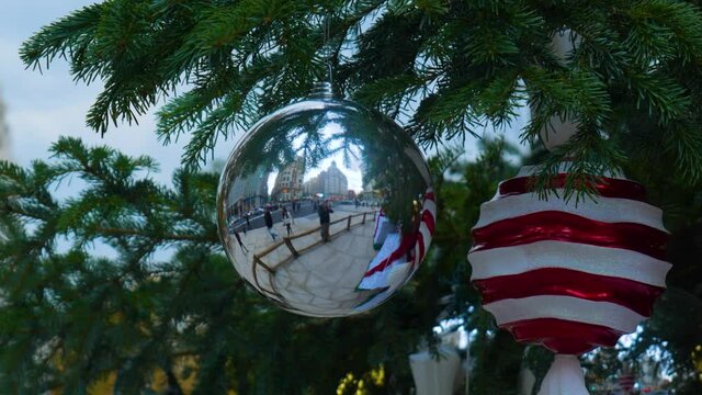 detail of a Christmas tree in a big city