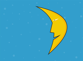 Simple illustration of cute moon cartoon