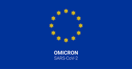 Omicron virus (Covid-19) European Union flag illustration