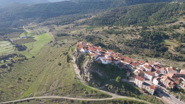 Drone flying over Xodos, Castellon, Valencia, Spain.