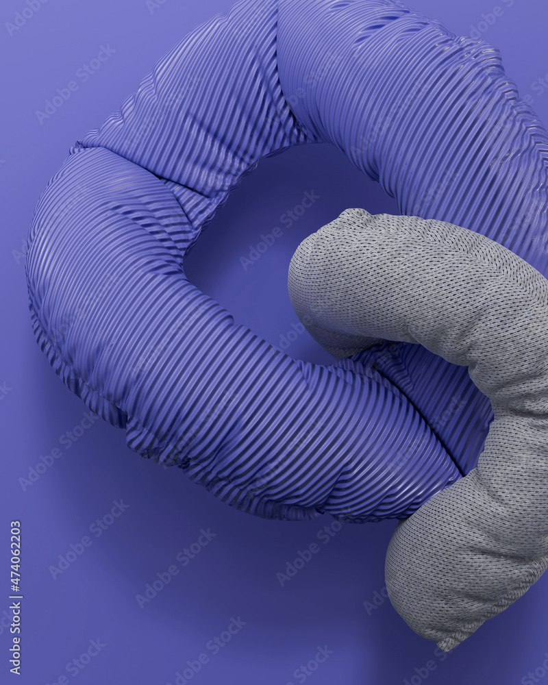 Poster 3d rendering of soft shapes on purple background. circle abstract frames templates with copy space f