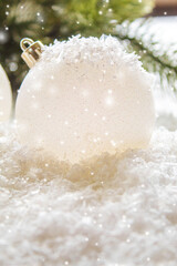 Merry Christmas and Happy New Year, Holidays greeting card background. Selective focus.