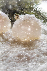 Merry Christmas and Happy New Year, Holidays greeting card background. Selective focus.