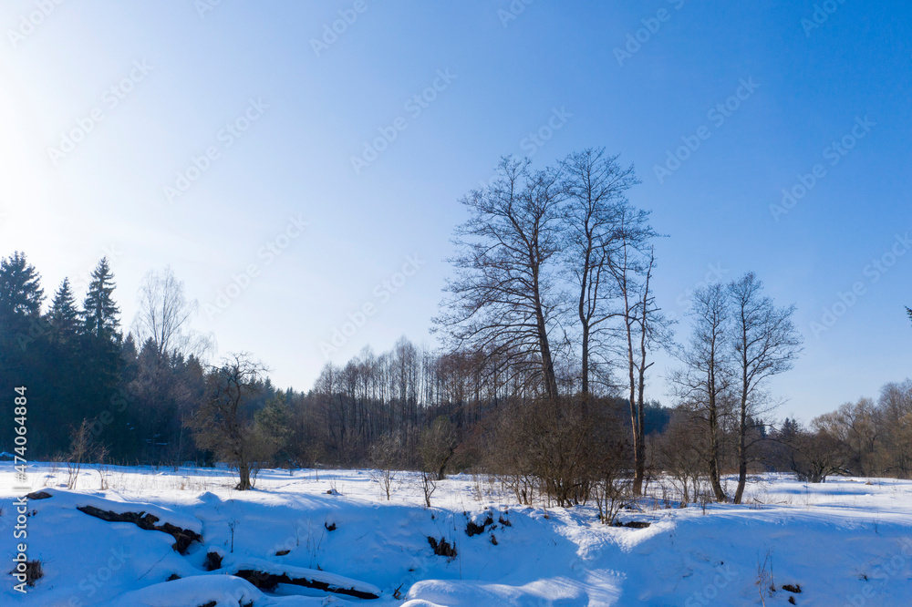 Poster A winter landscape, aerial view.