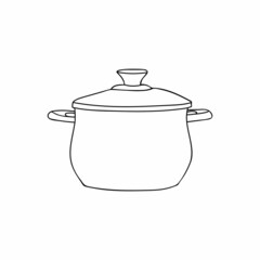 Doodle saucepan icon in vector. Hand drawn saucepan icon in vector