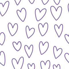 Hand drawn doodle hearts seamless pattern. Valentine's day heart illustrations. Vector illustration
