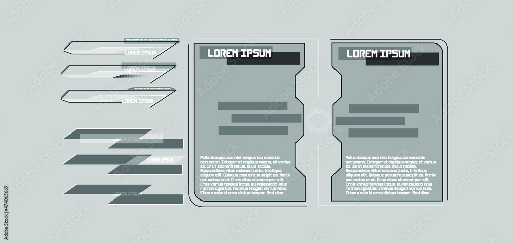 Poster futuristic vector hud interface screen design. digital callouts titles. hud ui gui futuristic user i