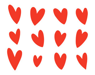 Hand-drawn hearts. Vector hearts set. Elements for Valentine's Day.
