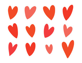 Hand-drawn hearts. Vector hearts set. Elements for Valentine's Day.