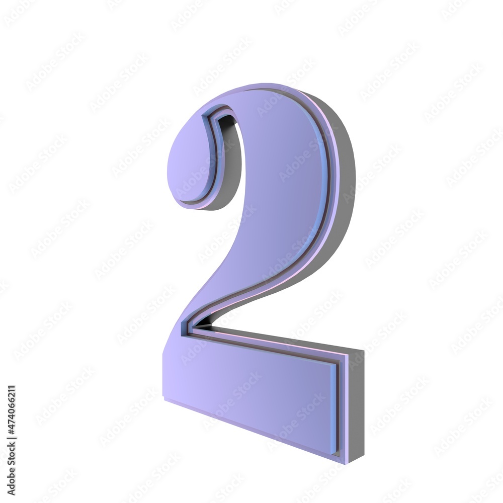 Poster blue 3d number 2. number or number. rendering an image.
