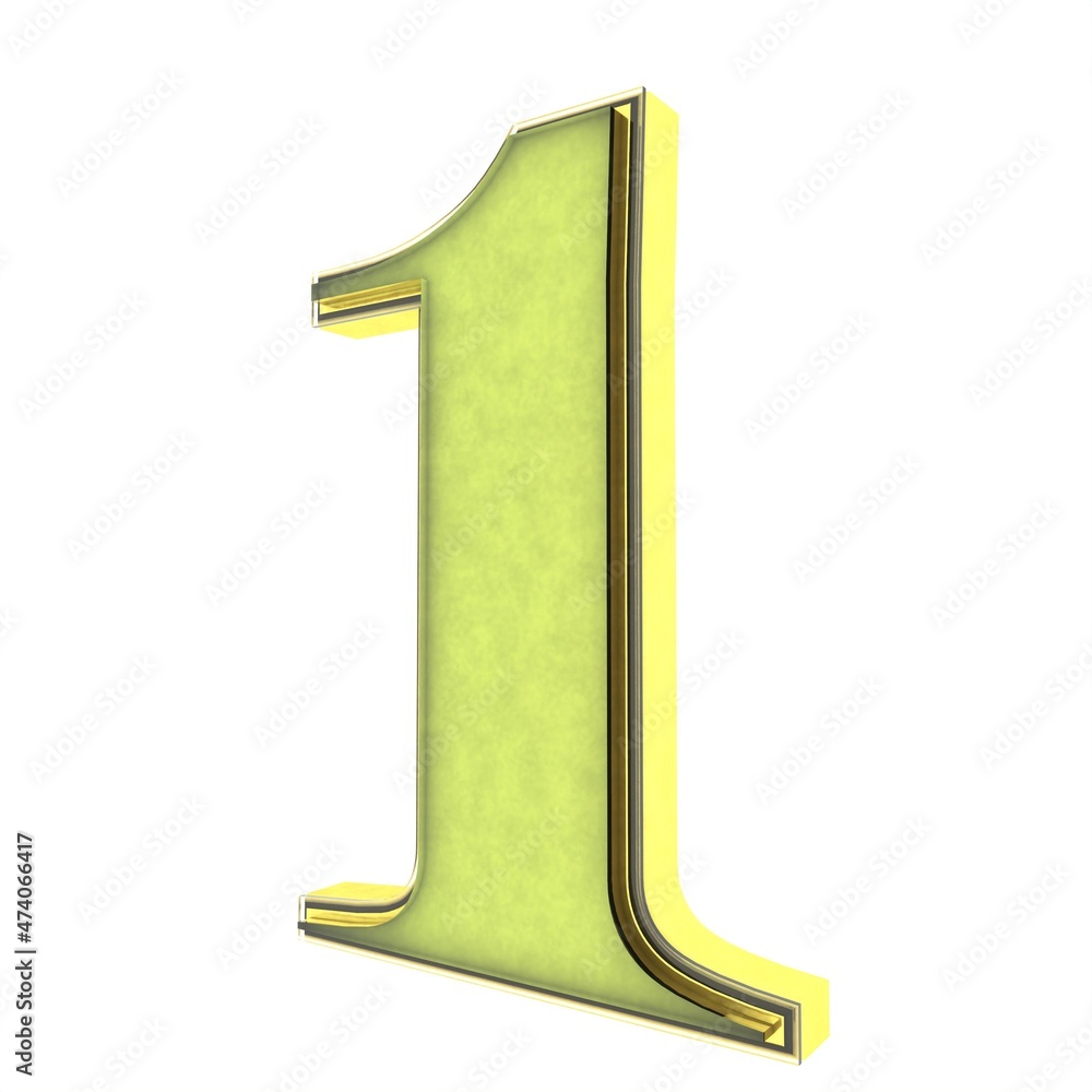 Poster green 3d number 1. number or number. rendering an image.