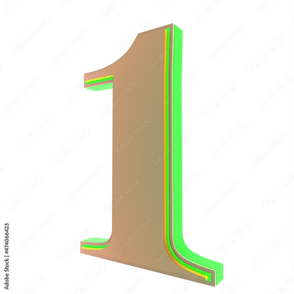 Poster 3d number 1. number on a white background. rendering.