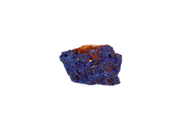 Macro mineral stone Malachite and Azurite against white background