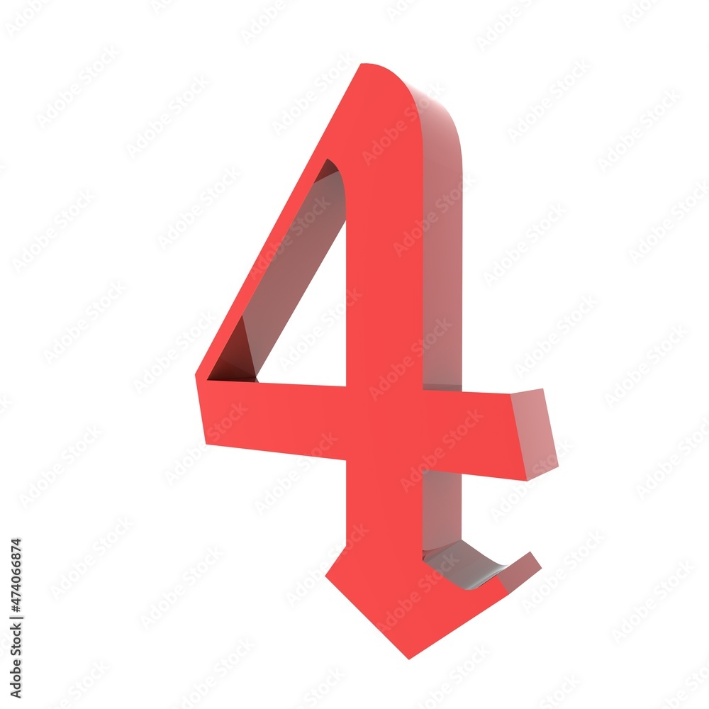 Poster red 3d digit. rendering an image.