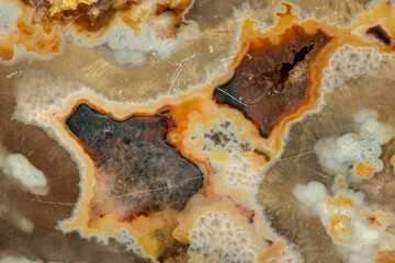 Macro stone Agate mineral on white background