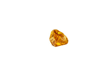 Macro yellow diamond mineral stone on white background