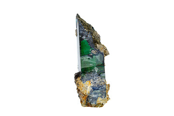 macro mineral stone Vivianite on a white background