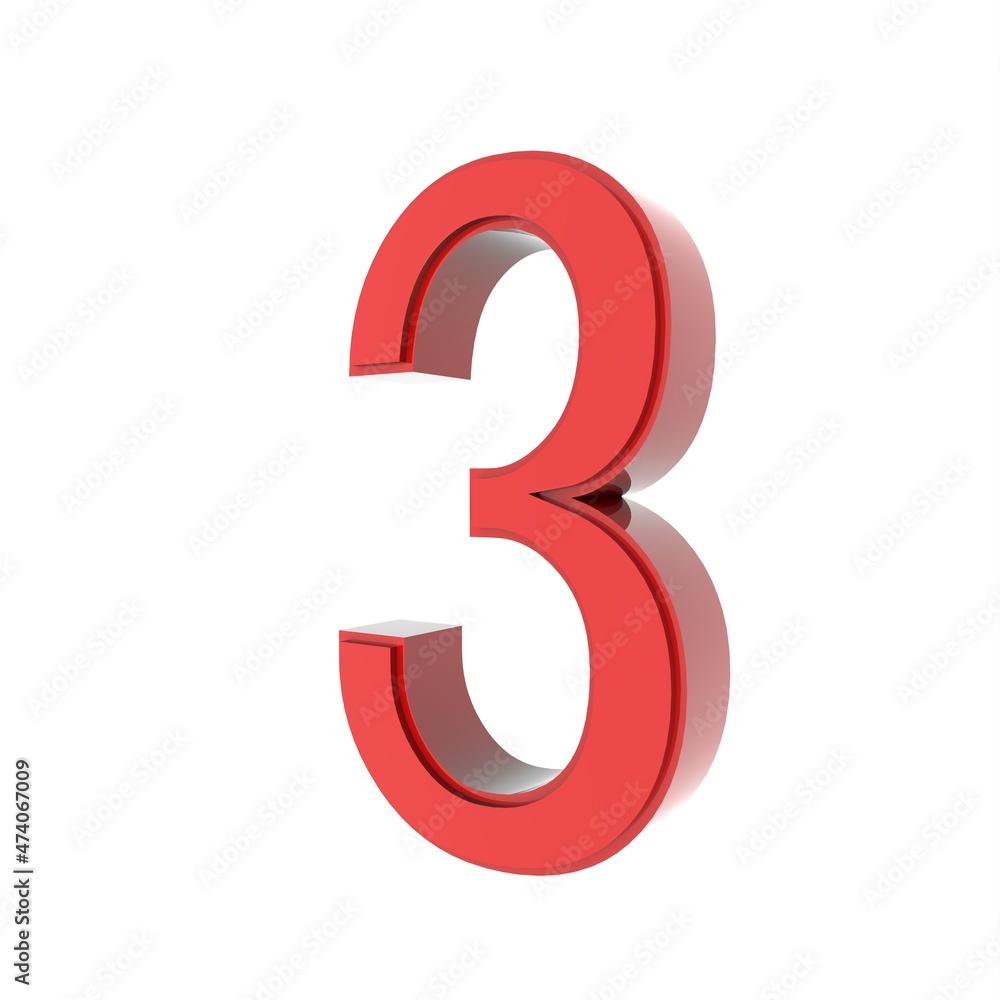 Poster red 3d digit. rendering an image.