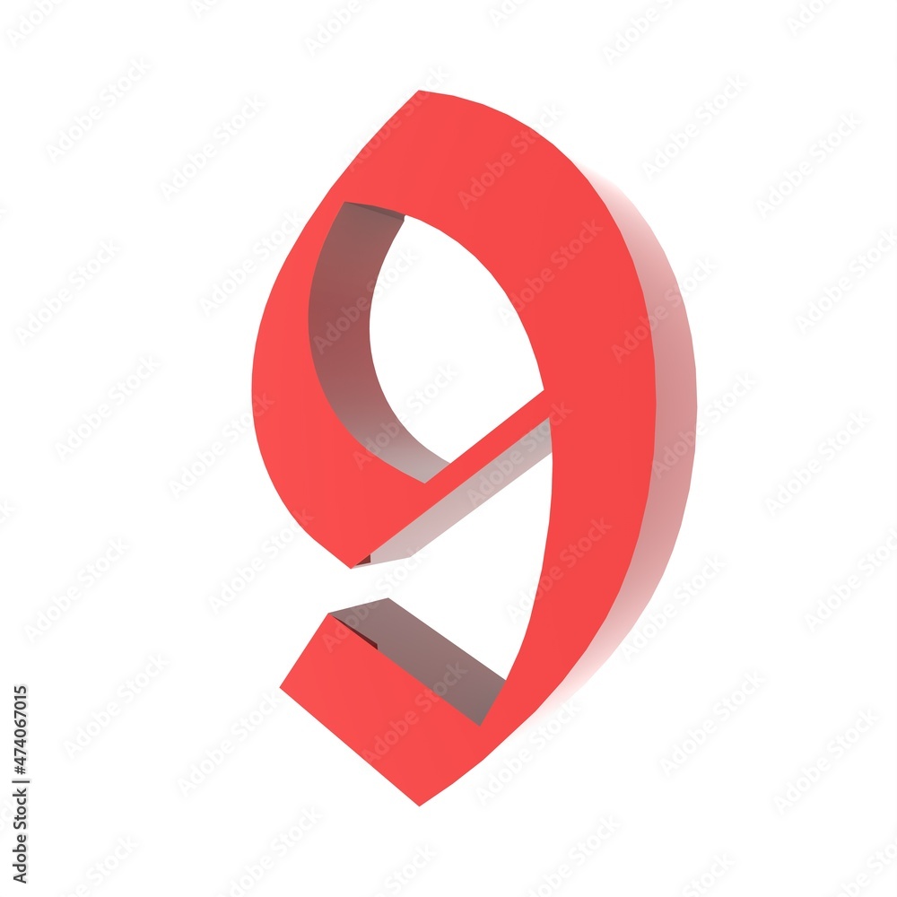 Poster red 3d digit. rendering an image.