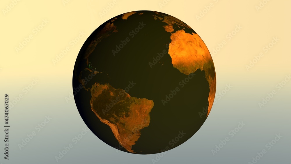 Poster planet earth on a colored background. rendering an image.