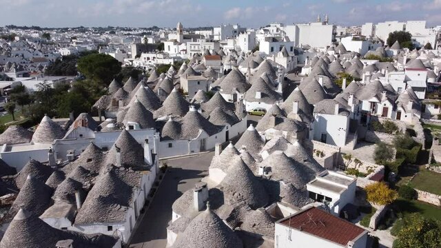 City of Alberobello in Italy with its famous historic Trulli houses - travel photography
