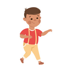 Little Boy Reaching Hand Supporting and Comforting Someone Vector Illustration
