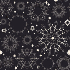 Seamless Pattern of Stars and Snowflakes