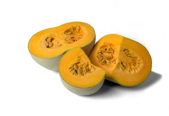 pumpkin slices on a white background, close-up , isolate