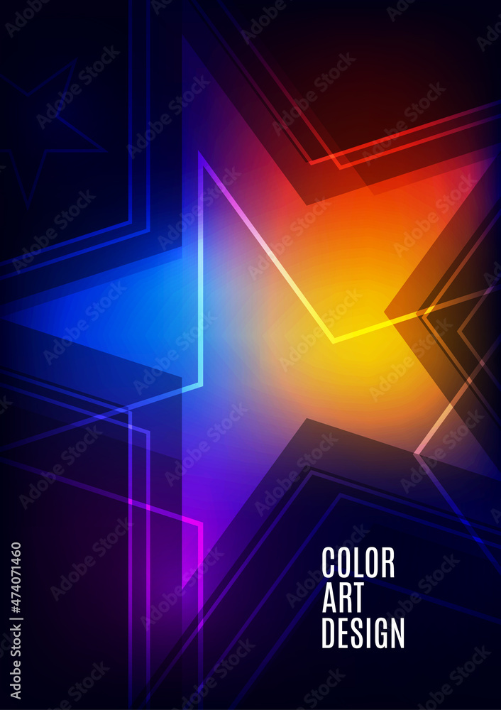 Poster modern template for business or technology presentation. bright abstract overlapping geometric star 