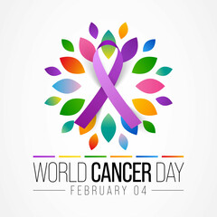 Fototapeta na wymiar World Cancer day is observed every year on February 4, to raise awareness of cancer and to encourage its prevention, detection, and treatment. Vector illustration