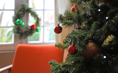 navidad árbol adornos  merry christmas casa salón con cristaleras francia país vasco francés 4M0A8715-as21