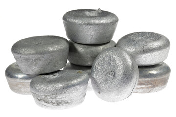 round aluminum bars isolated on white background