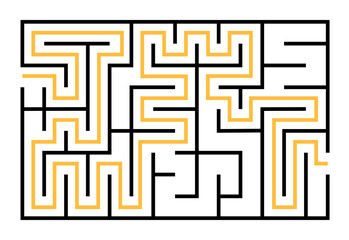 Abstract maze. Find right way. Isolated simple square maze black line on white background. Vector illustration.
