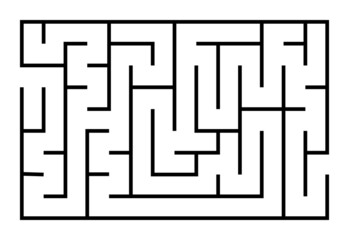 Abstract maze. Find right way. Isolated simple square maze black line on white background. Vector illustration.