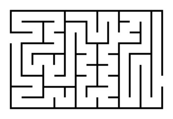 Abstract maze. Find right way. Isolated simple square maze black line on white background. Vector illustration.