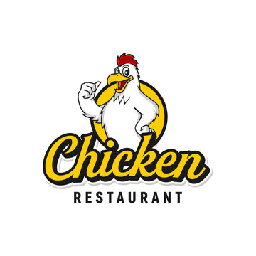 chicken logo illustration for restaurant, mascot cartoon