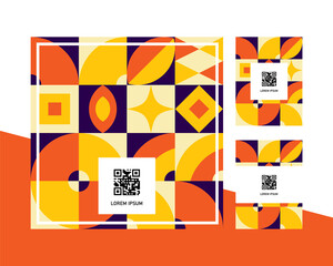 Different size modern geometric qr code label design collection