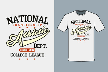 National Championship Athletic Collage League T-shirt Printing Design
