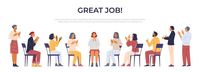 Multiracial group of people applauding