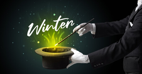 Old Magician is showing magic trick