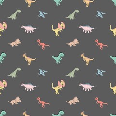 Seamless pattern with hand drawn dinosaurs in scandinavian style. Creative vector trendy childish background for fabric, textile