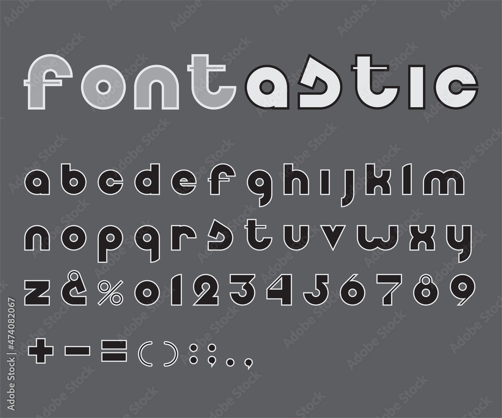 Fototapete vector font. grayscale collection of letters, numbers and punctuation marks