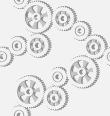 Cogwheels seamless pattern. Isometric vector illustration.