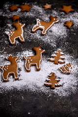 GINGERBREAD  on a Christmas rustic background