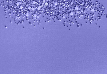 Very Peri minimalistic background color. Postcard, festive solid color background with wonderful decor. Card with copy space for text.